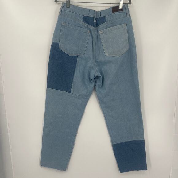 Hollister Pachwork Mom Jeans Sz 11R Ultra High Rise Y2K Indie Raw Hem Coquette - Picture 6 of 11